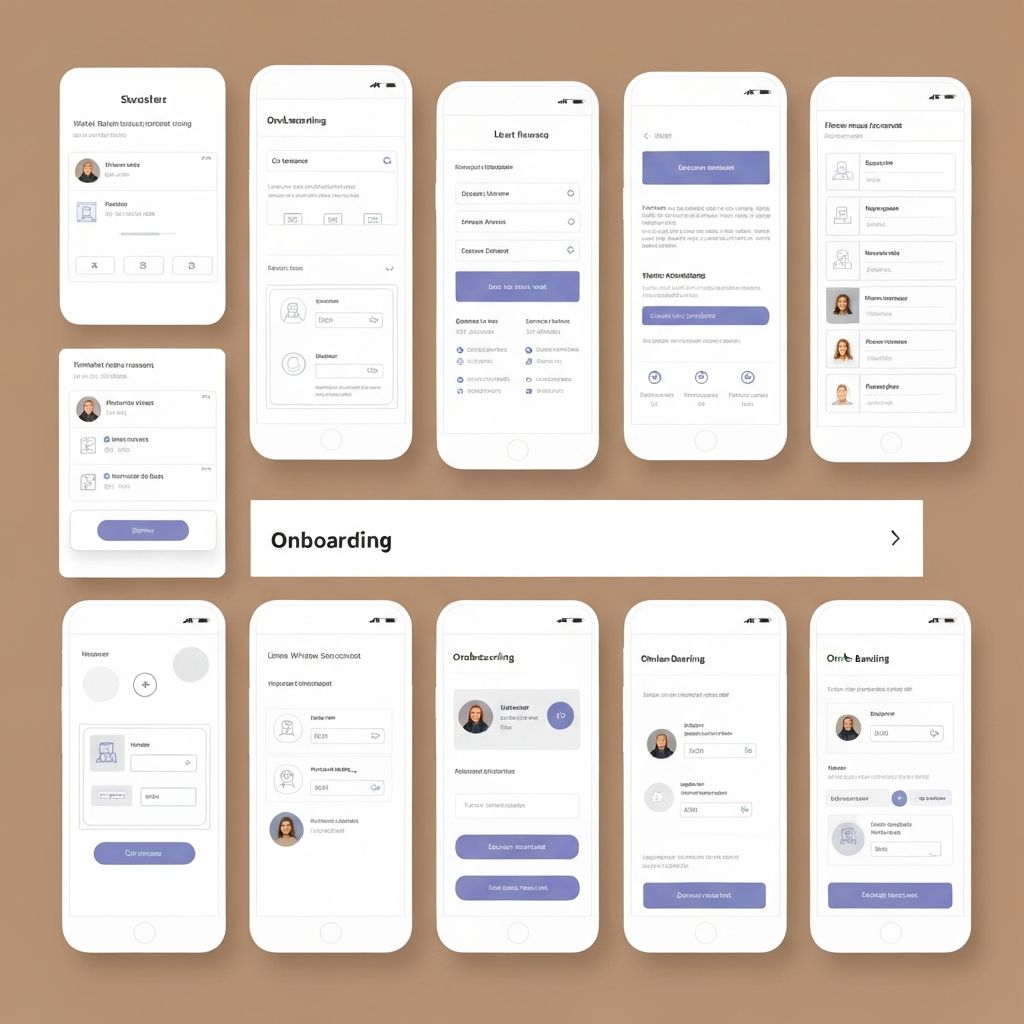 Wireframes and prototypes for the progressive disclosure onboarding flow